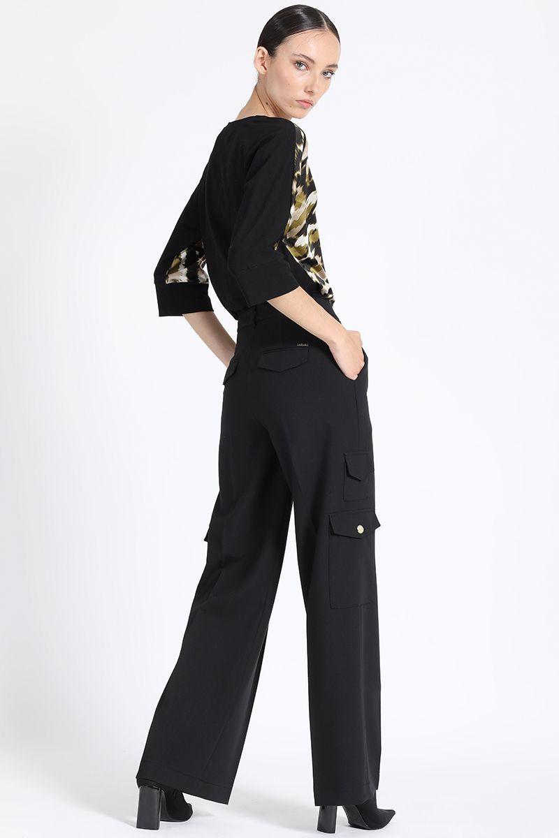 Pantalon Cargo Ancho, Negro Liola-3