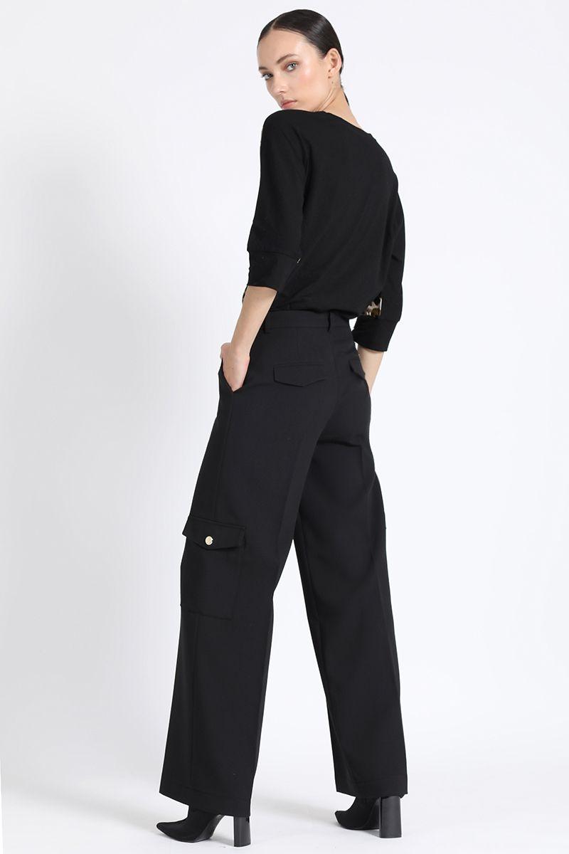 Pantalon Cargo Ancho, Negro Liola-4