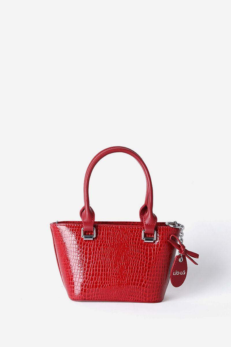 Cartera Mini Con Llavero, Croco, Efecto Cuero, Rojo Liola-2