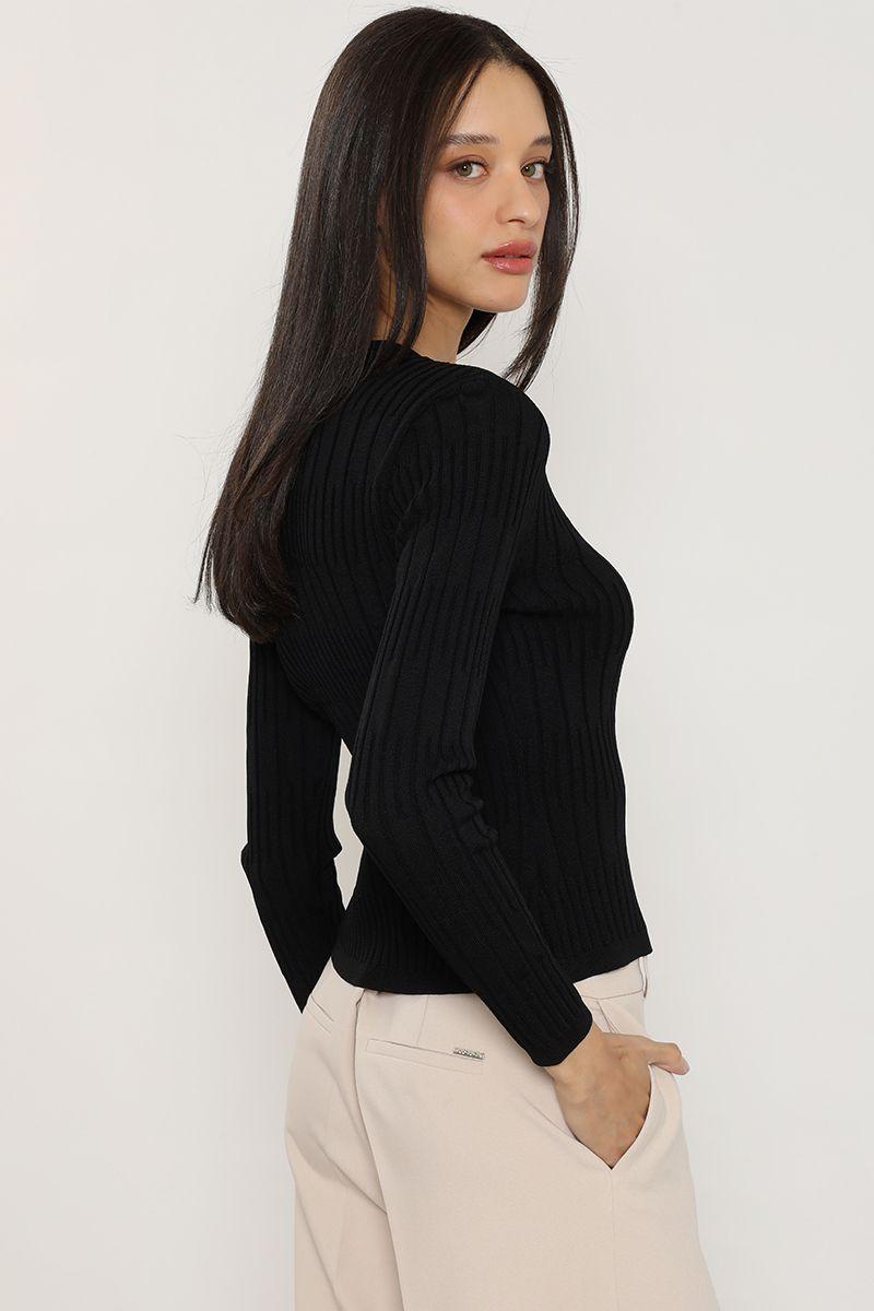 Cardigan punto, boton fantasia, negro Liola-4