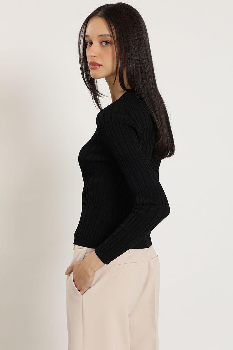 Cardigan punto, boton fantasia, negro Liola-5