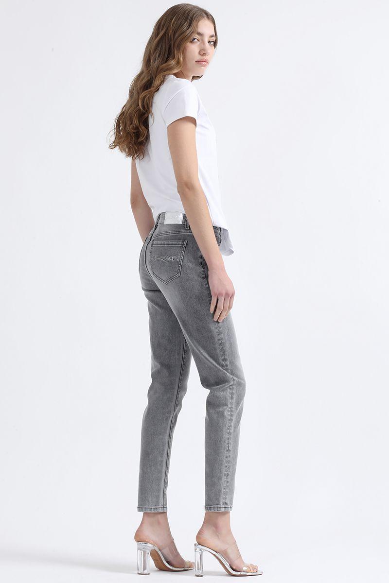 Jeans Skinny Fit, Tiro Medio, Gris Liola-2