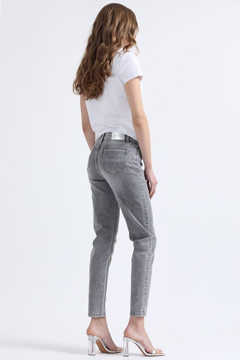 Jeans Skinny Fit, Tiro Medio, Gris Liola-3