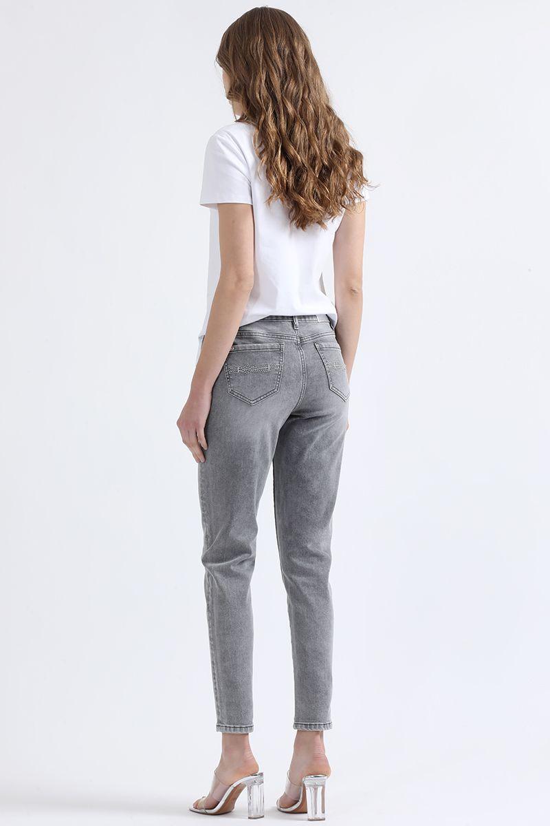 Jeans Skinny Fit, Tiro Medio, Gris Liola-4