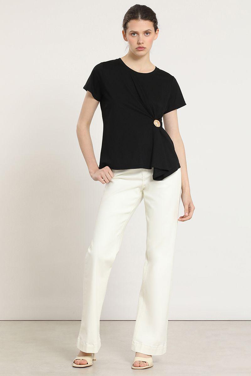 Polera recogido, herraje metal, negro Liola-3