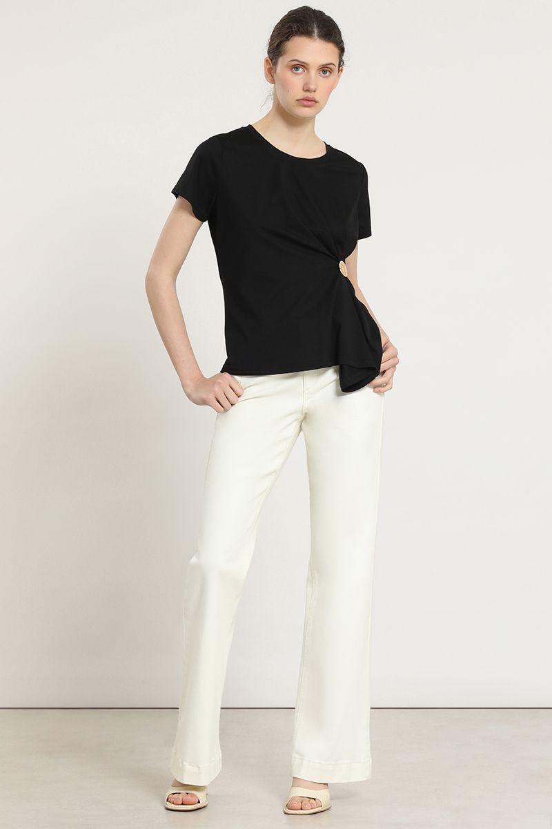 Polera recogido, herraje metal, negro Liola-5