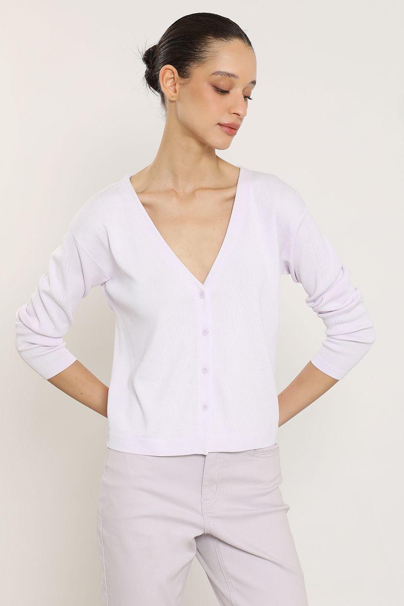 Cardigan basico punto, lila Liola-2