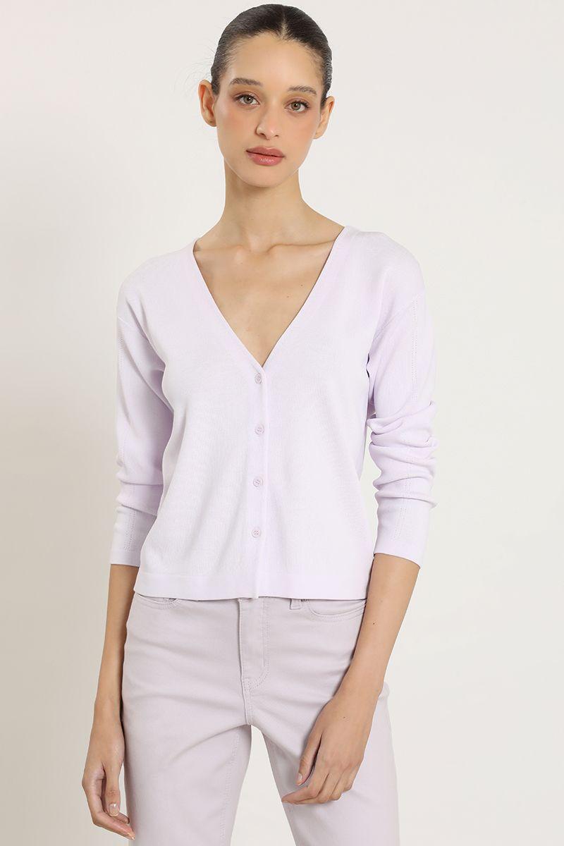 Cardigan basico punto, lila Liola-4