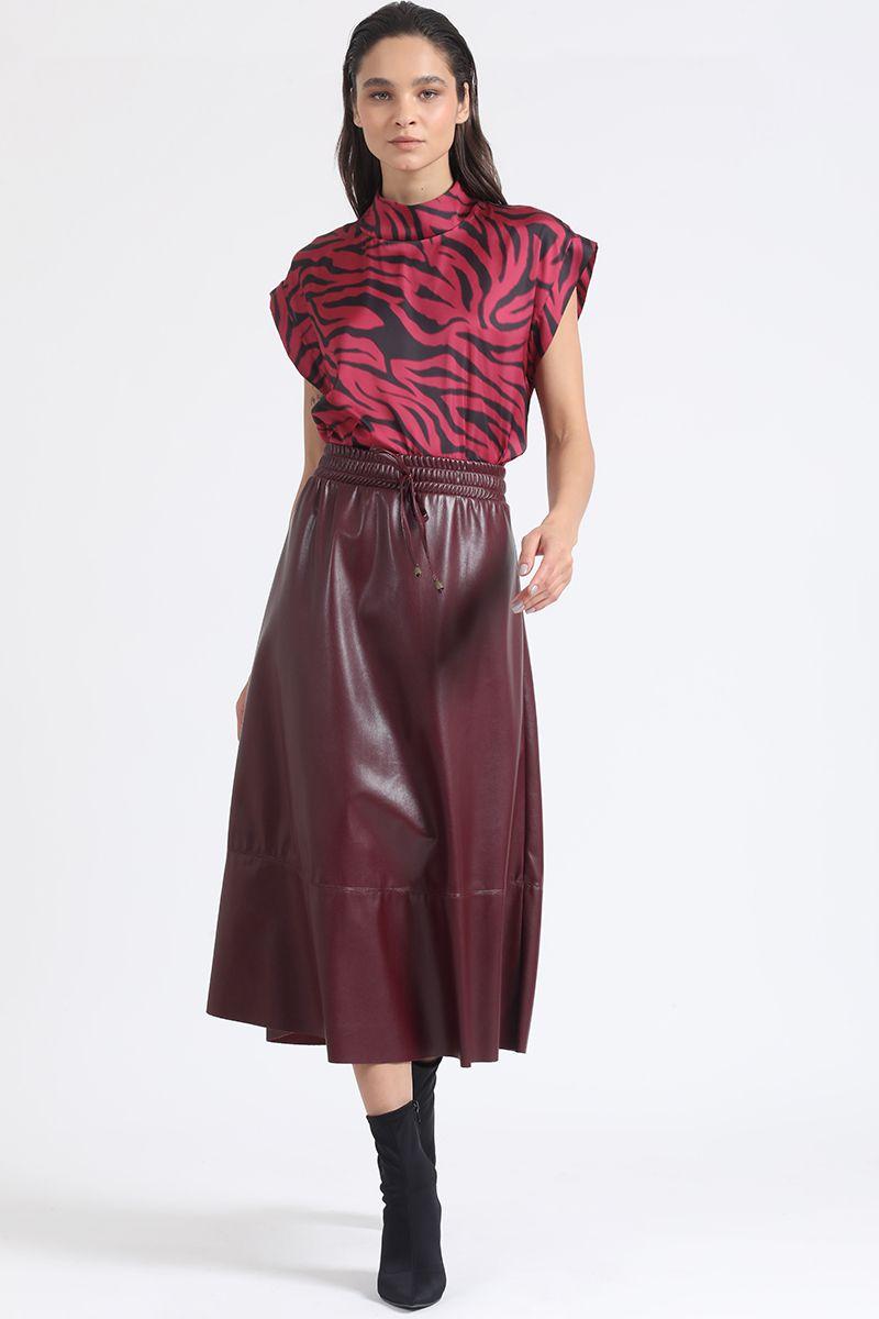 Blusa Satin Estampado Cebra, Fucsia Liola-1