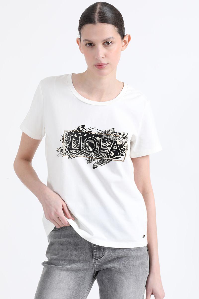 Polera Algodon Spandex Estampado, Crudo Liola-0