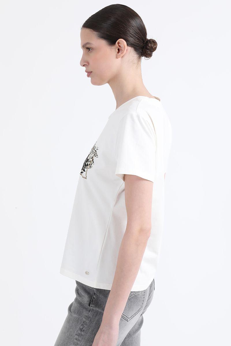 Polera Algodon Spandex Estampado, Crudo Liola-3