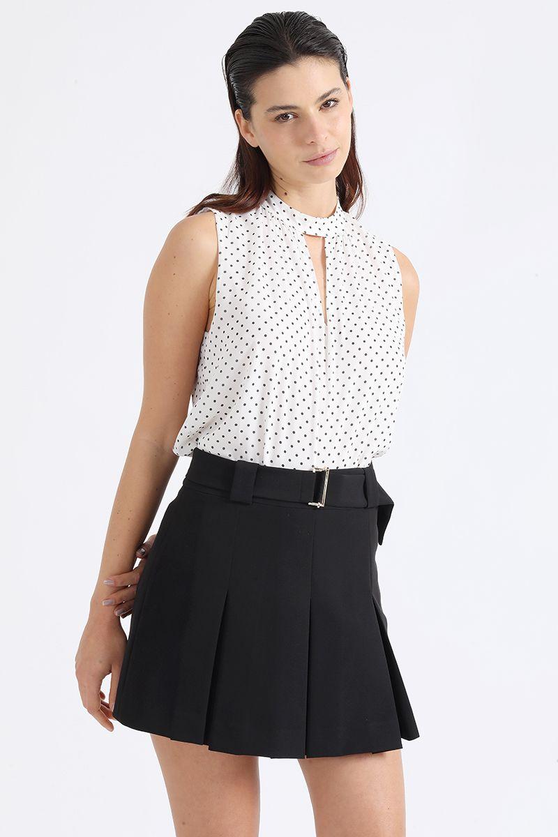 Top Con Forro, Estampado Lunares, Negro, Liola-2