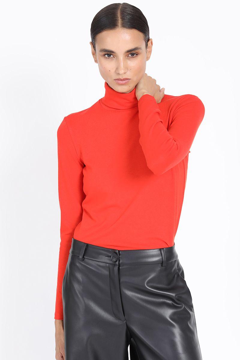 Top Basico Cuello Subido, Naranjo Liola-0