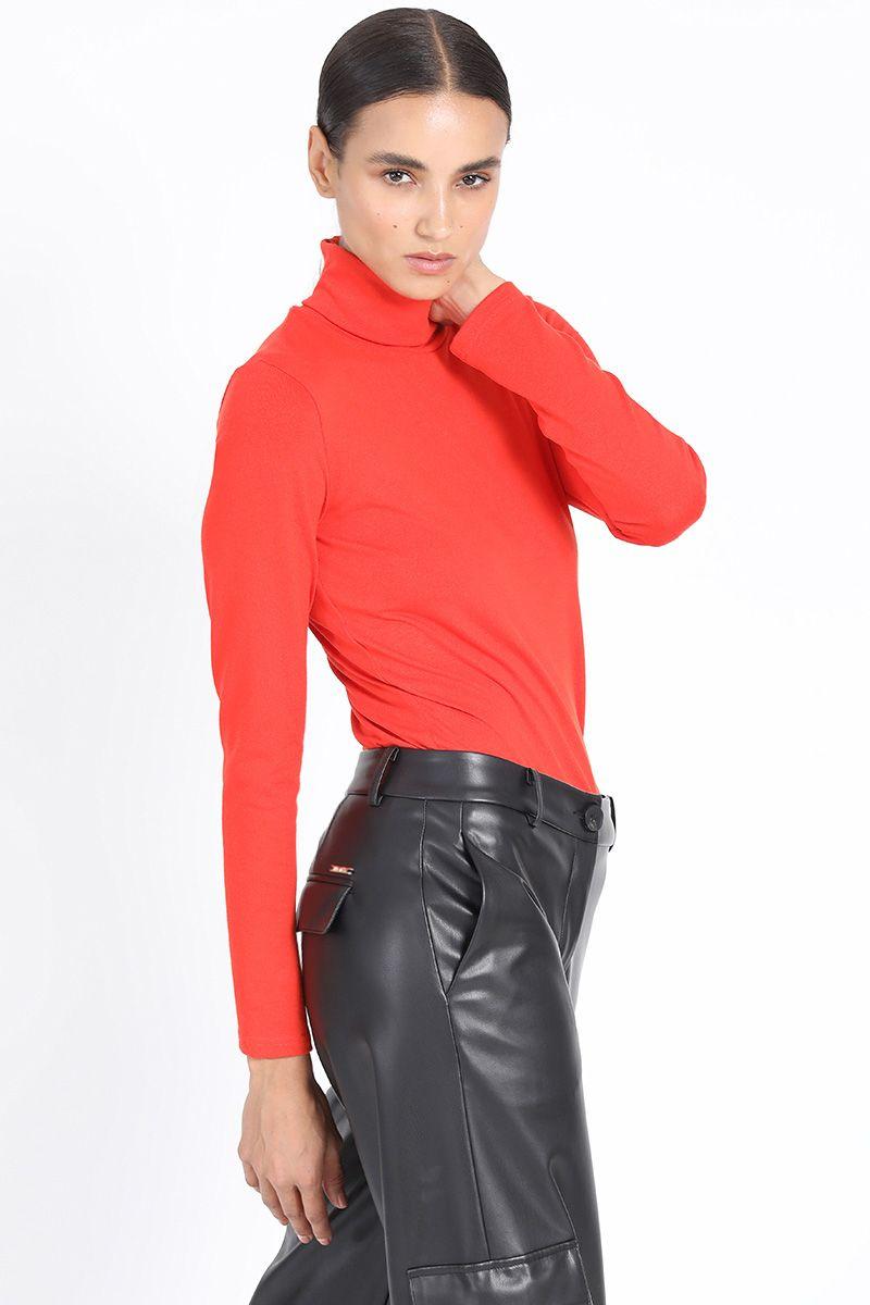 Top Basico Cuello Subido, Naranjo Liola-5