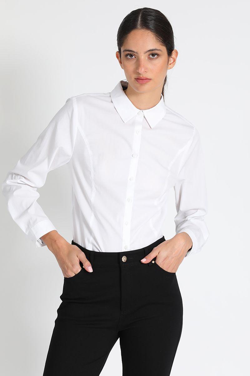 Blusa Camisera Entallada Blanco Liola-0