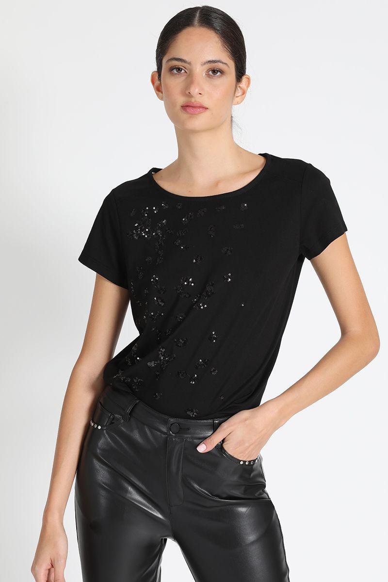 Polera Negra Con Lentejuelas Liola-3