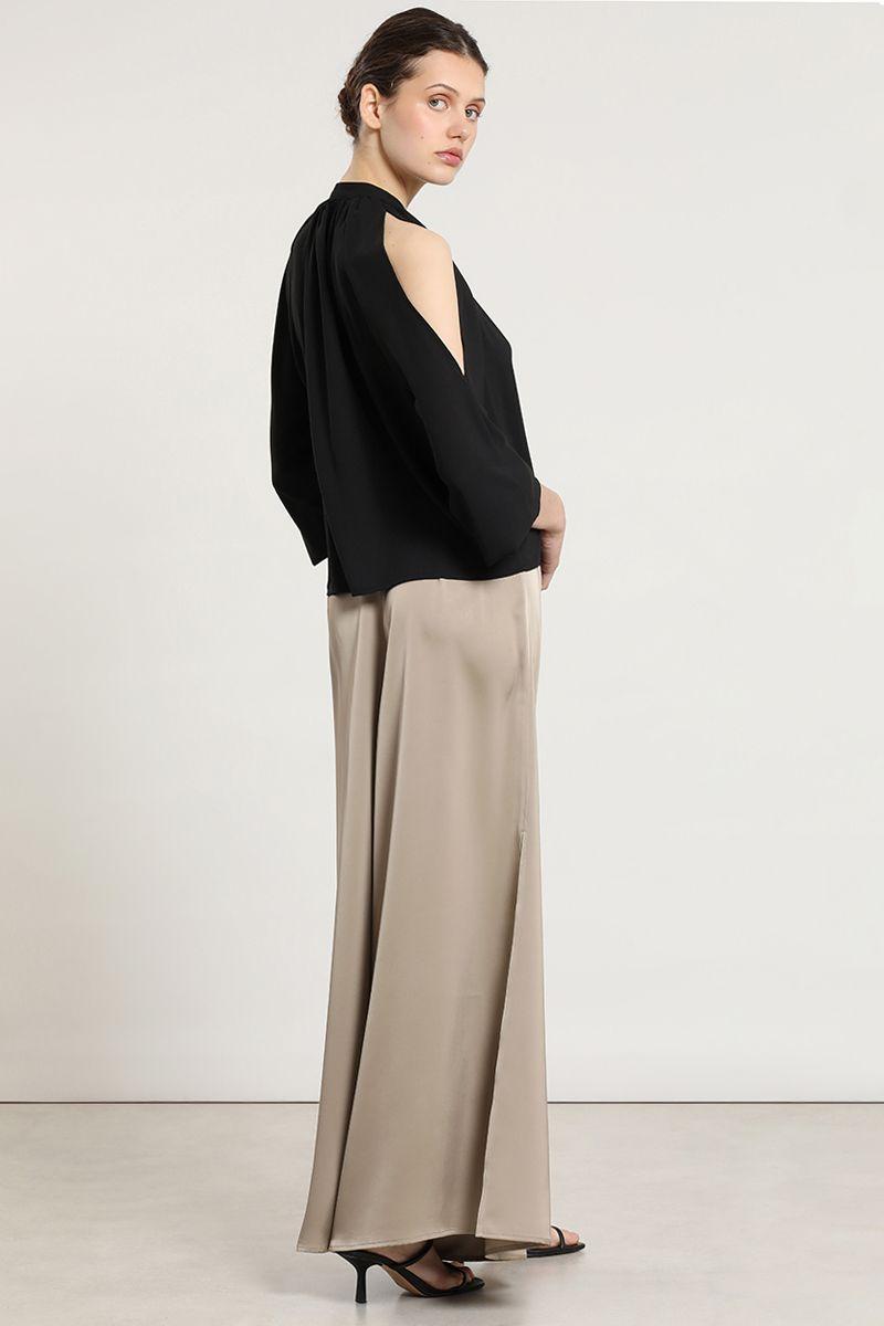 Pantalon palazzo, satin, beige Liola-3