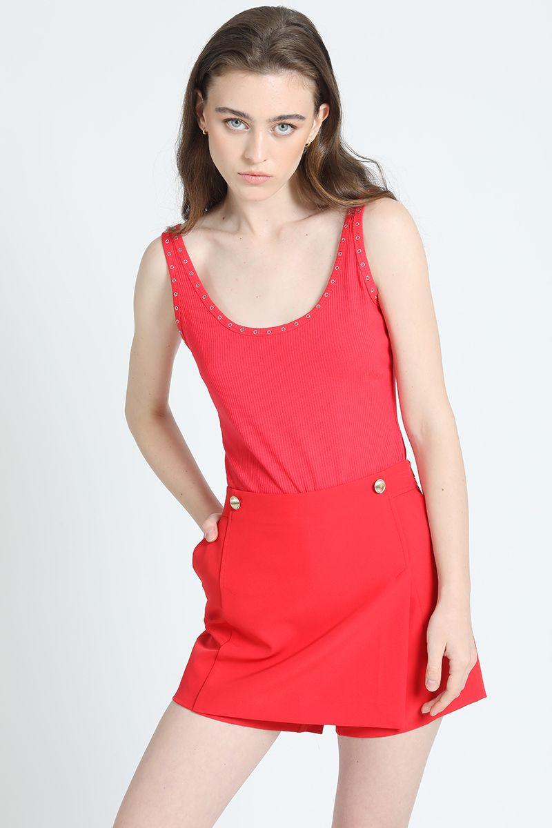 Short Falda, Tiro Medio, Rojo Liola-1