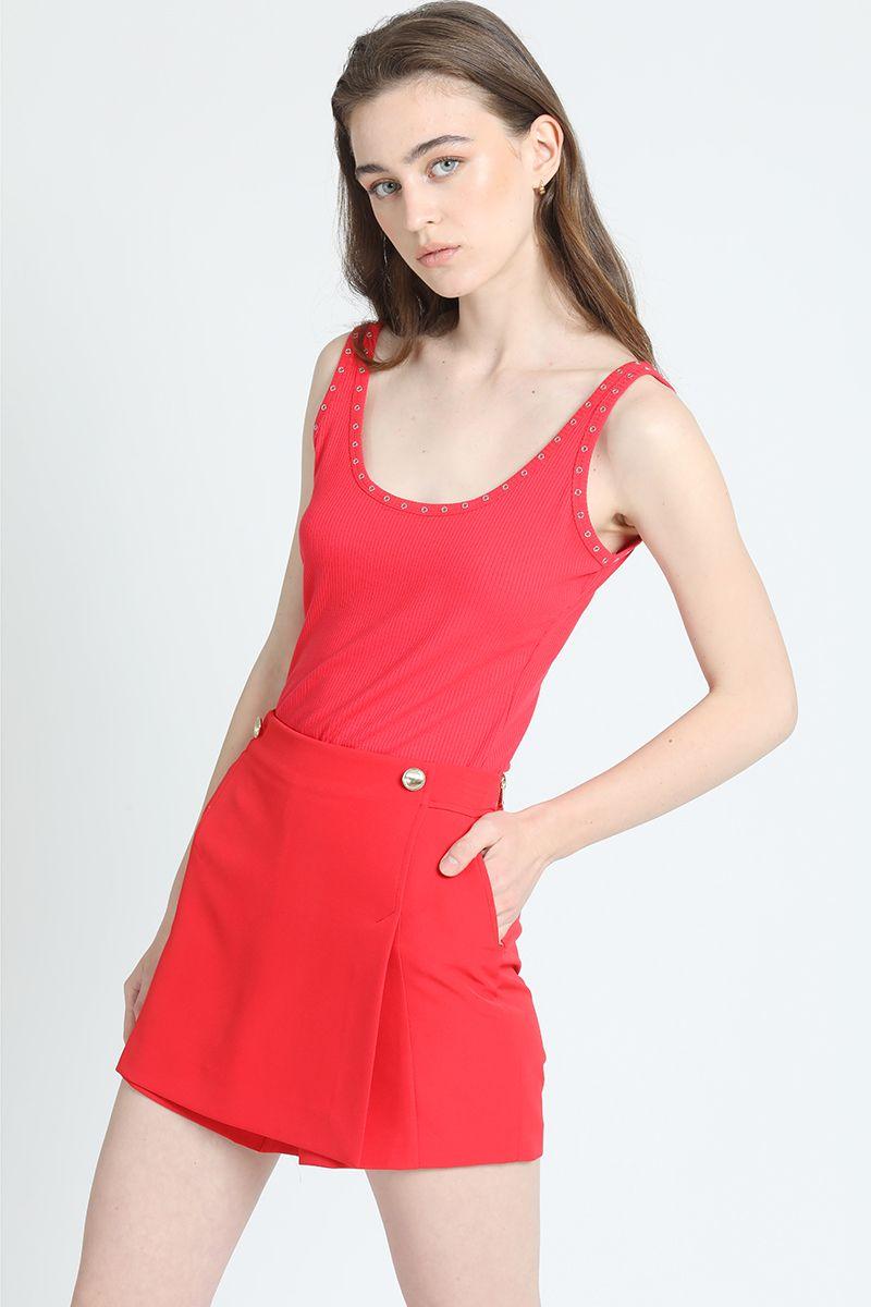 Short Falda, Tiro Medio, Rojo Liola-3