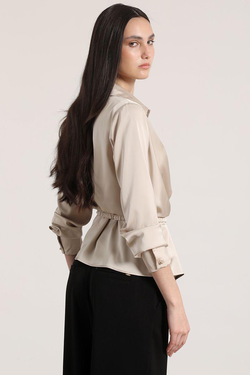 Blusa cruzada con cinturón Liola mujer beige-7