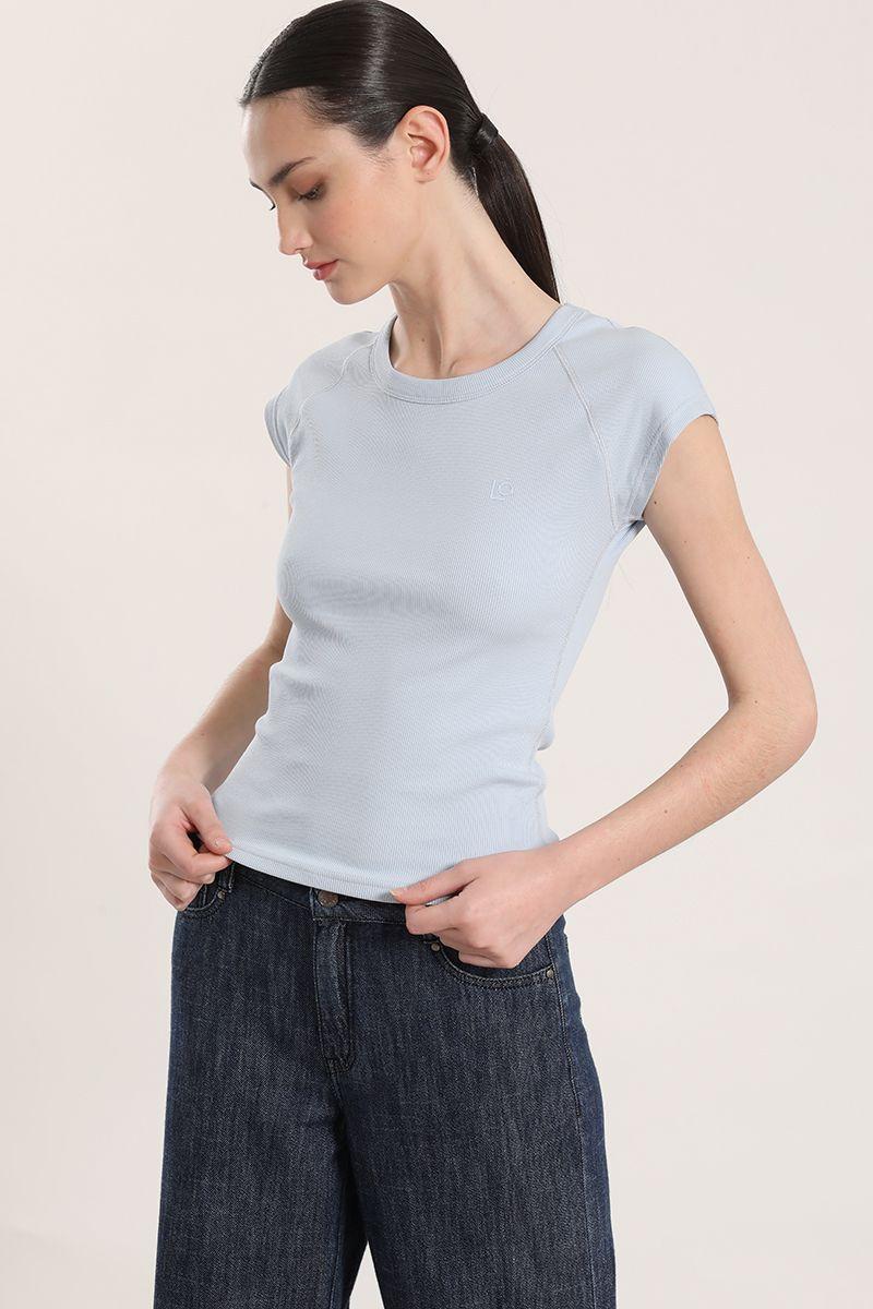 Polera ribb básica liola mujer celeste-1