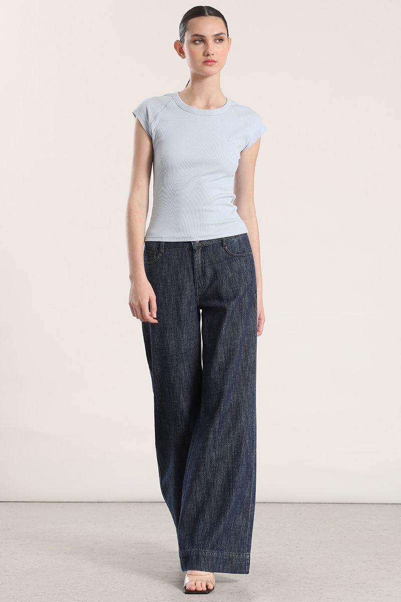 Polera ribb básica liola mujer celeste-2