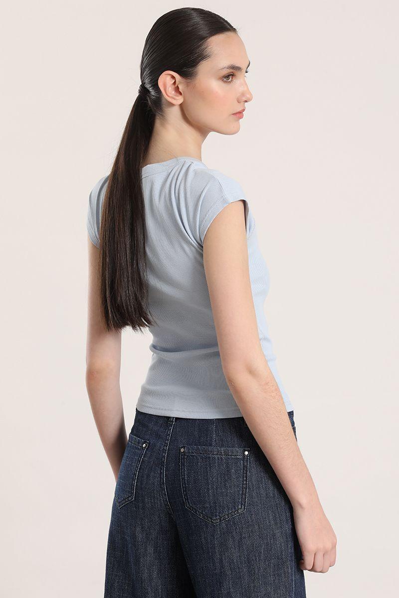 Polera ribb básica liola mujer celeste-3