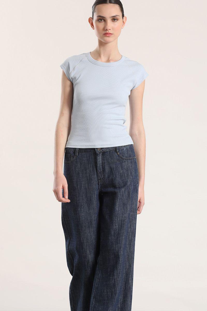 Polera ribb básica liola mujer celeste-4