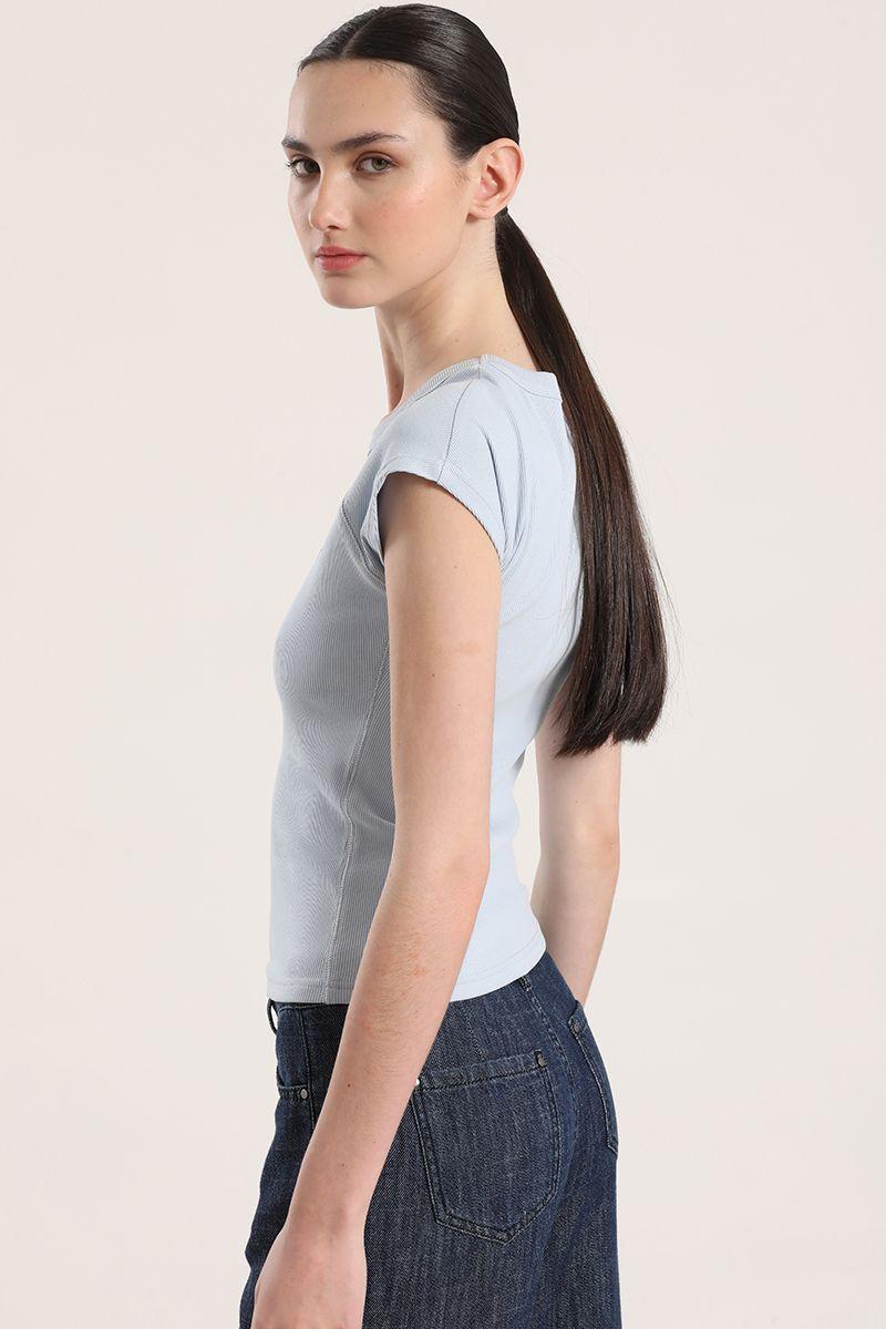 Polera ribb básica liola mujer celeste-5