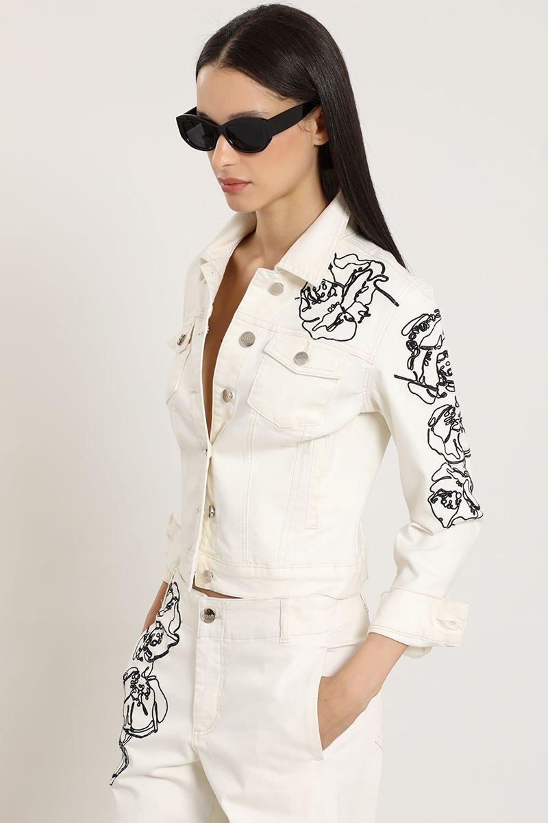 Chaqueta ,jeans color, bordado, beige Liola-5