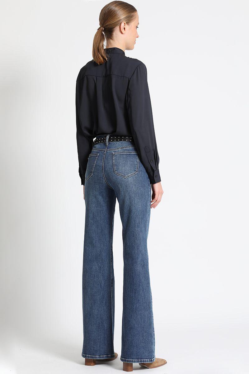 Jeans Flare Tiro Medio Celeste Liola-4