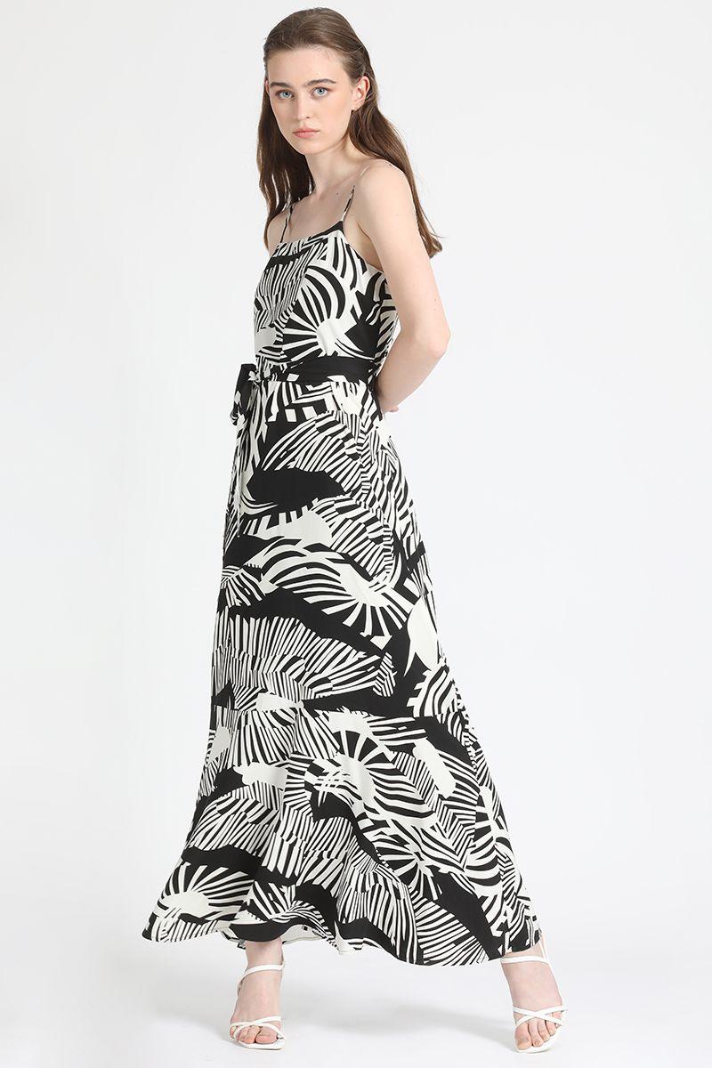 Vestido Maxi Estampado Negro Liola-5