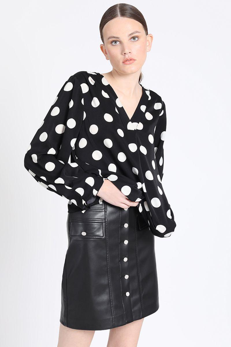 Blusa Estampado Lunares, Negro Liola-1