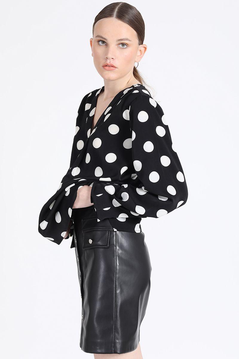 Blusa Estampado Lunares, Negro Liola-3