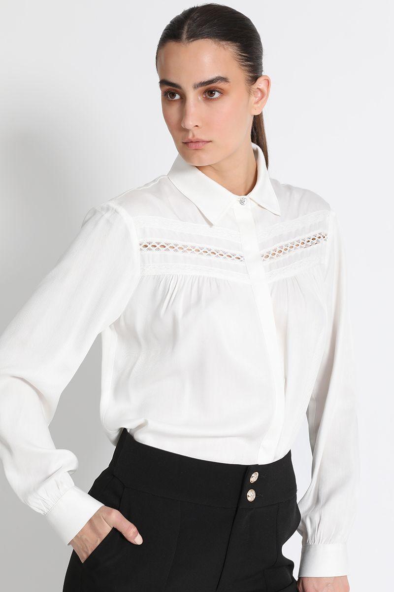 Blusa Camisera Con Encaje Crudo Liola-4