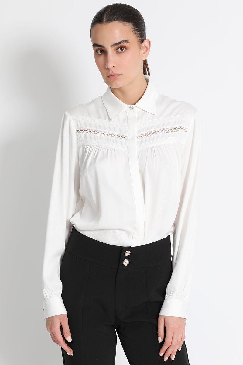 Blusa Camisera Con Encaje Crudo Liola-1