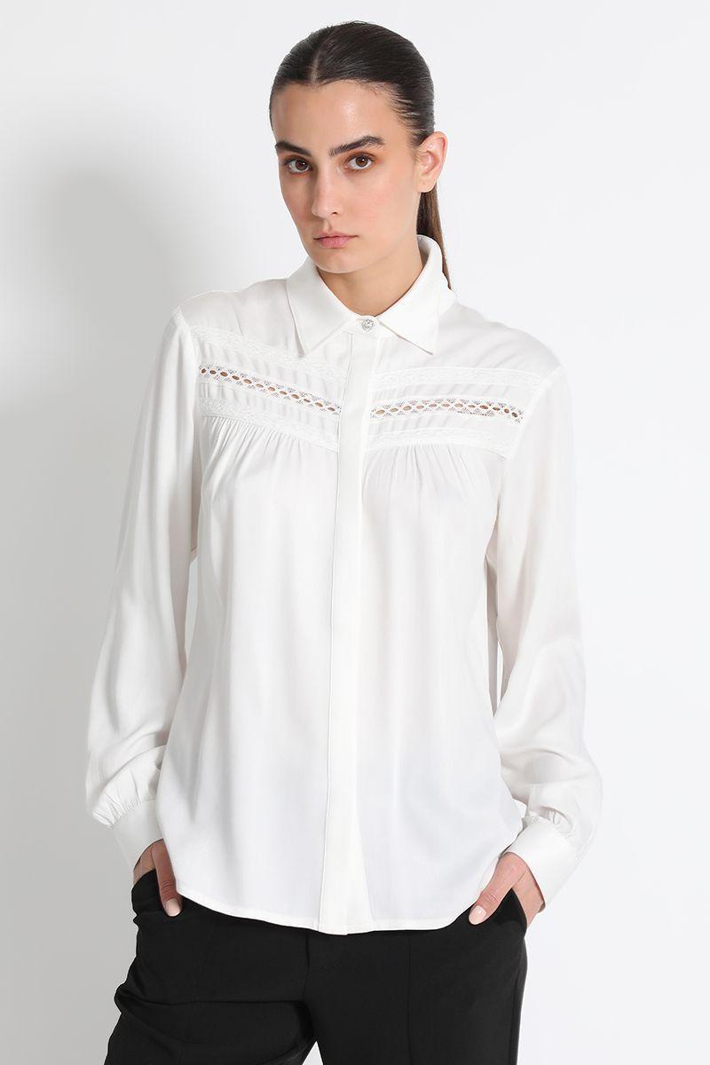 Blusa Camisera Con Encaje Crudo Liola-2