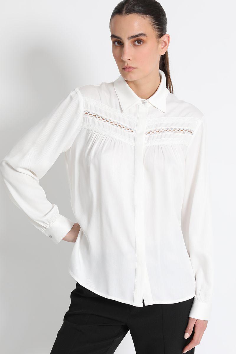 Blusa Camisera Con Encaje Crudo Liola-0