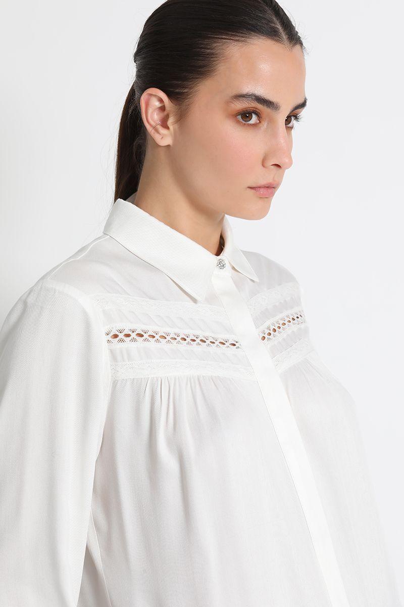 Blusa Camisera Con Encaje Crudo Liola-3