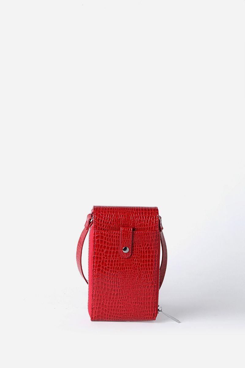 Bolso Para Celular Croco Charol, Efecto Cuero, Rojo Liola-2