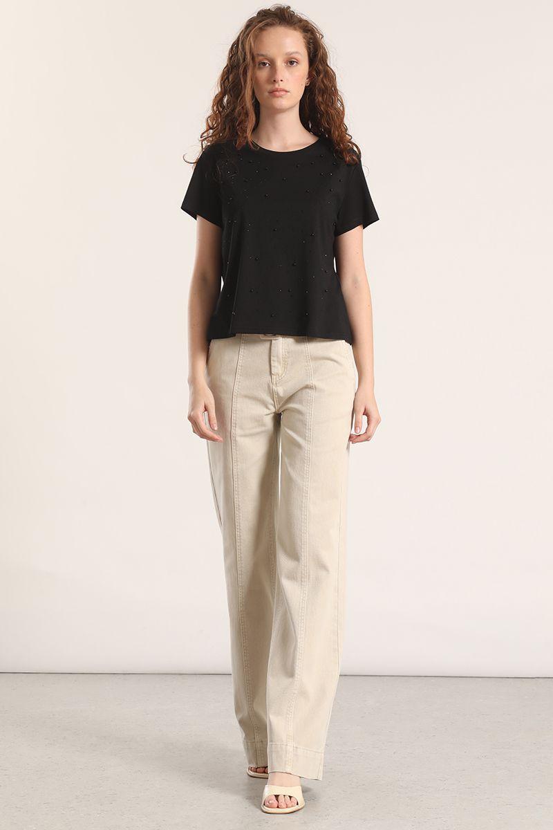 Jeans straight con cinturón liola mujer beige-2