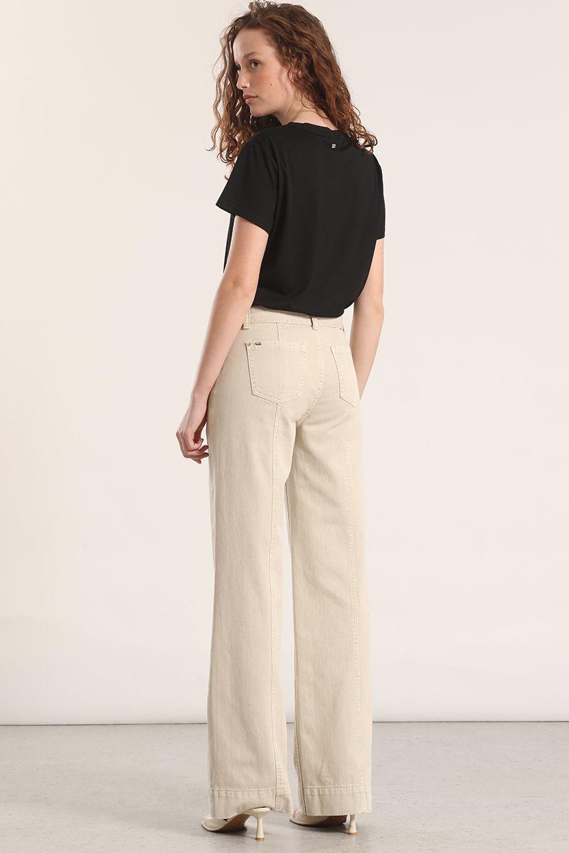 Jeans straight con cinturón liola mujer beige-3
