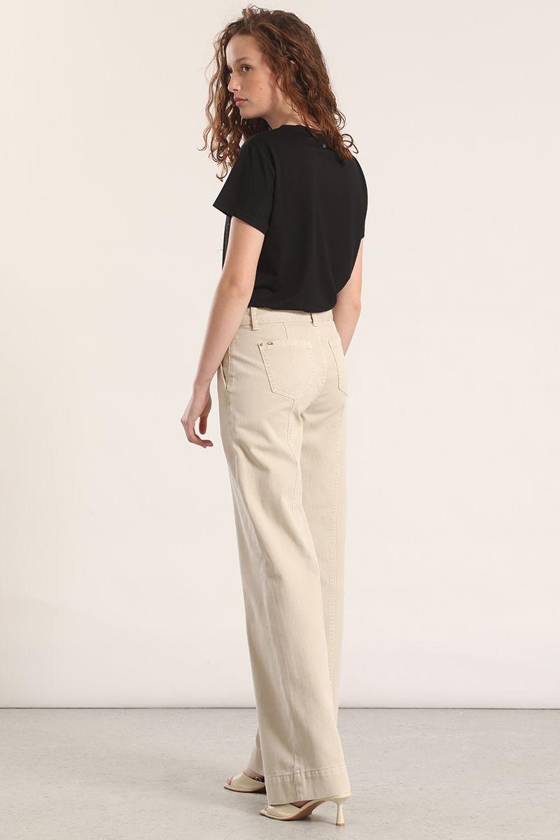 Jeans straight con cinturón liola mujer beige-4