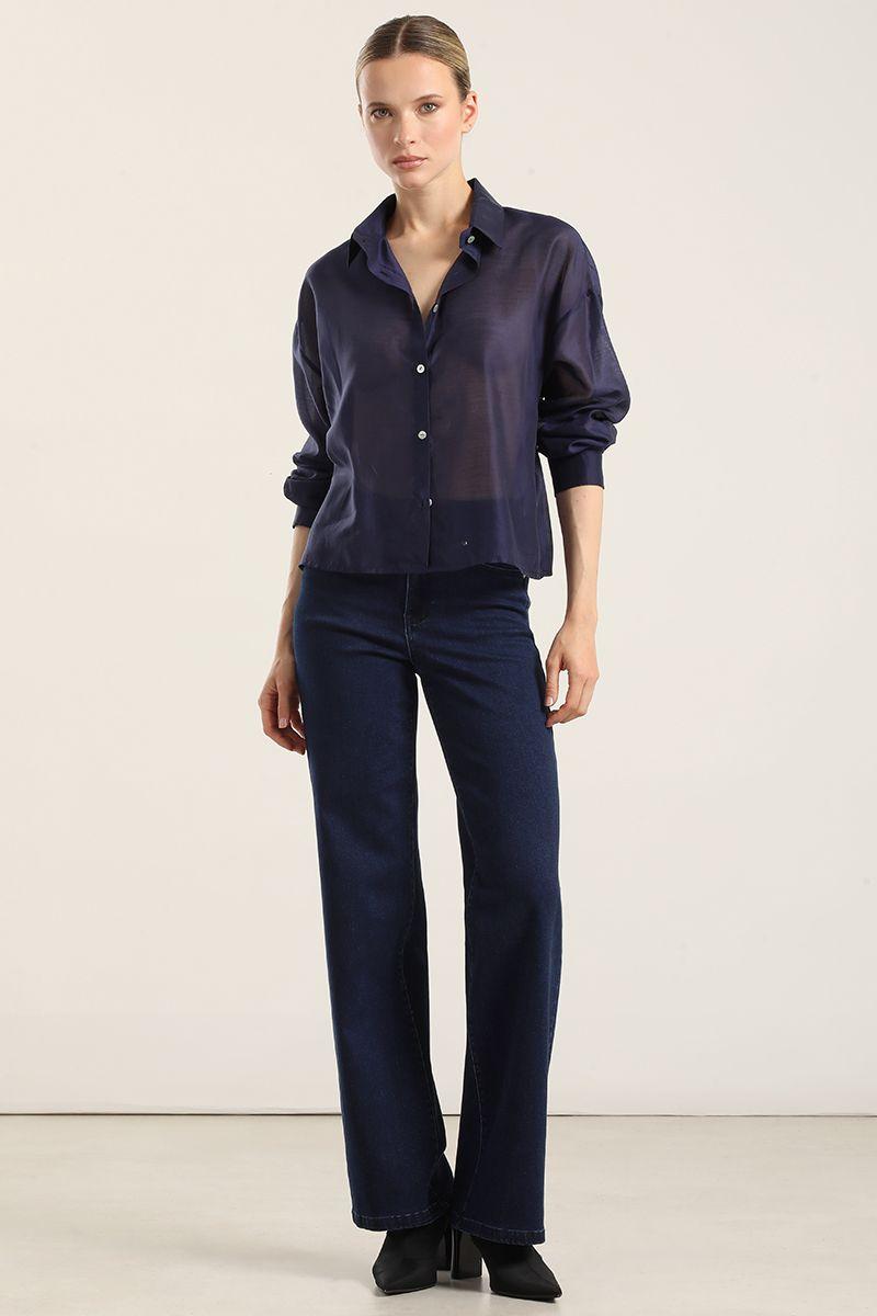 Jeans straight, aplicacion lentejuelas, indigo Liola-0