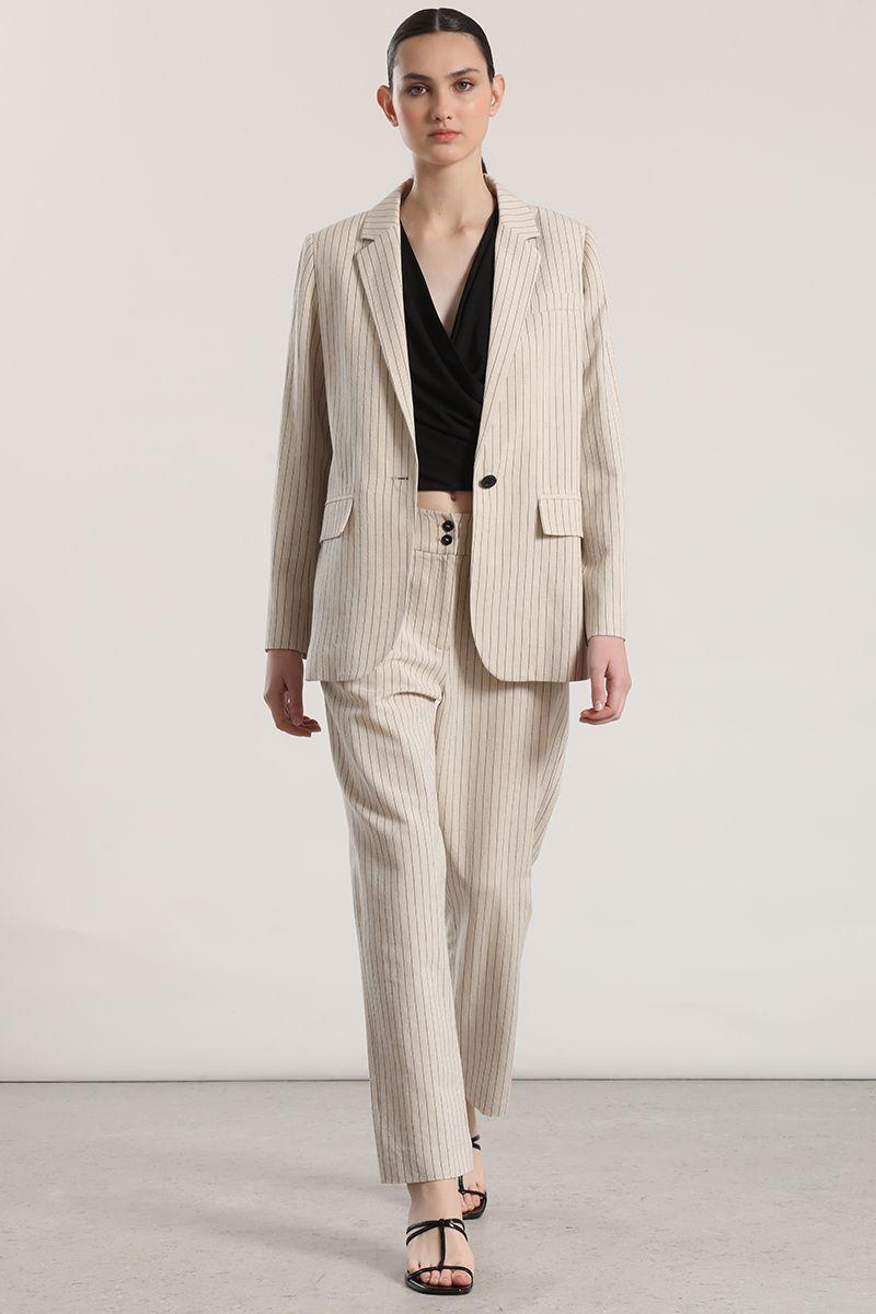 Pantalón sastre lino liola mujer beige-0