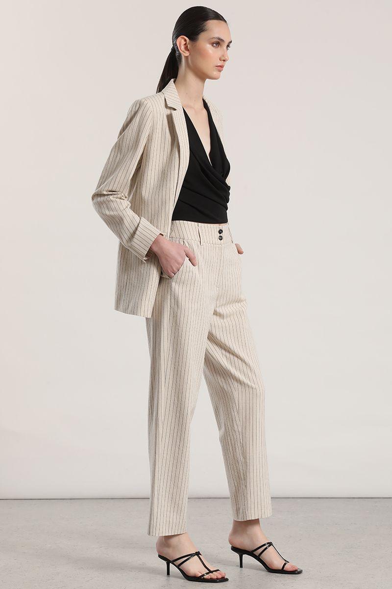 Pantalón sastre lino liola mujer beige-3
