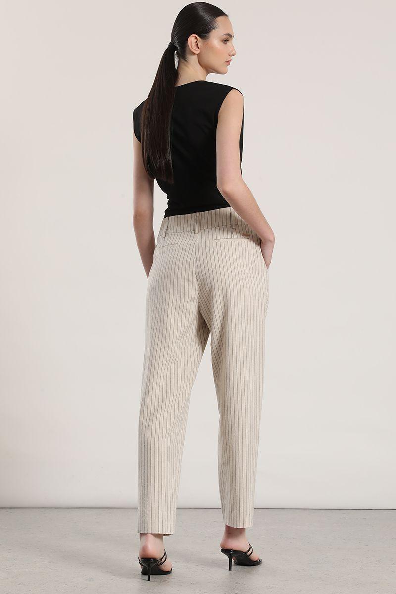 Pantalón sastre lino liola mujer beige-6