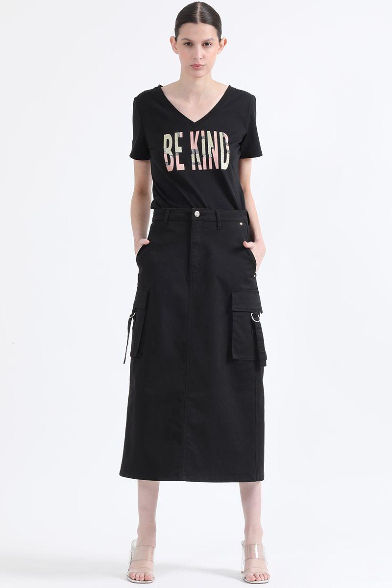 Falda Cargo Gabardina Negro Liola-3