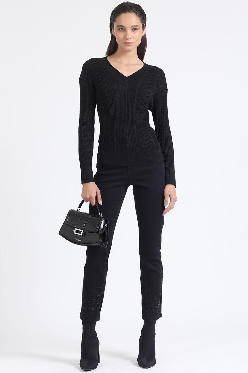 Tejido Sweater, Basico, Lurex Mix, Negro Liola-3