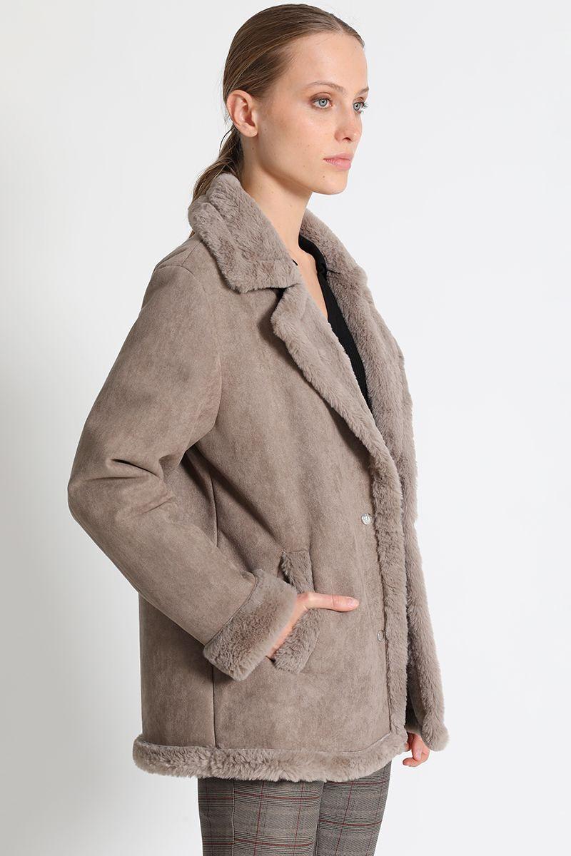 Chaqueta Aviador Doble Faz Beige Liola-2